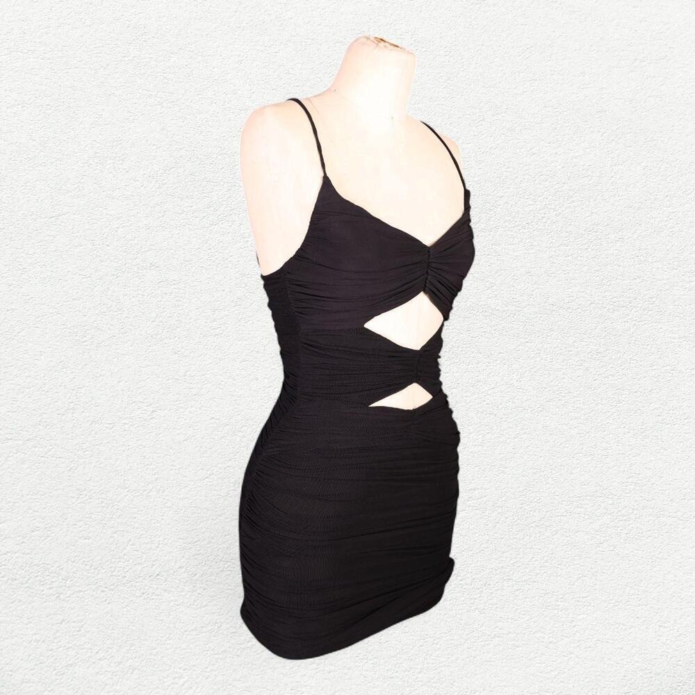 Oh Polly Mesh Bodycon Mini Dress in Black